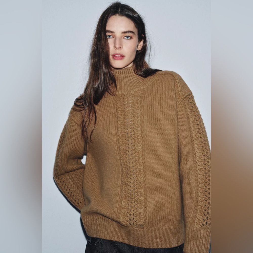ZARA 100% WOOL TEXTURED JUMPER - Picture 3 of 9